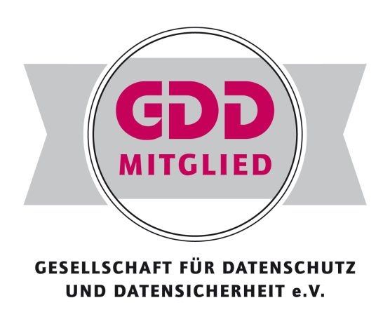 GDD Mitglied Siegel der Gesellschaft für Datenschutz und Datensicherheit e.V. in Pink und Grau